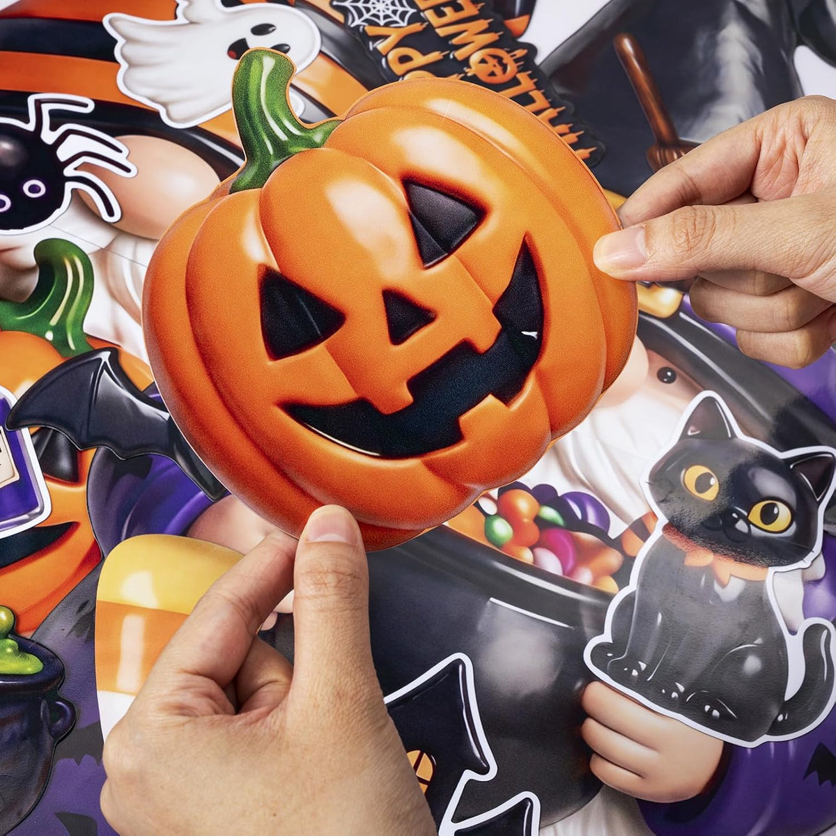 Flutesan 16 Pcs Halloween Gnome Garage Door Magnets Large Pumpkin Bat