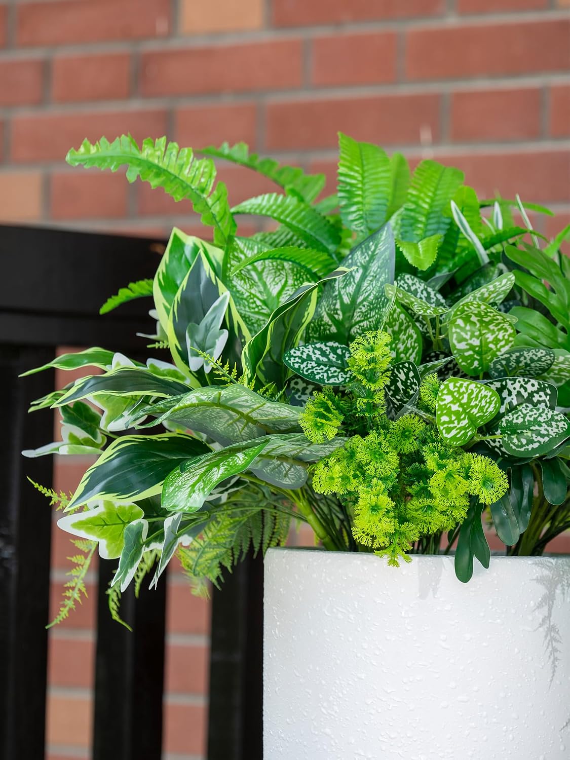 14PCS Artificial Plants Outdoor, Faux Fern Flower Greenery Stem for Outside