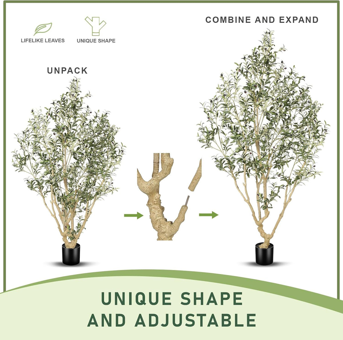 LYERSE Faux Olive Tree 8ft with Large Olive Branches and Lifelike Leaves