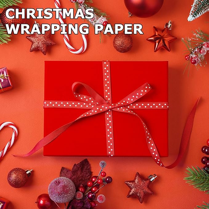 Vanhench 17.8"x1500" (125') Red Wrapping Paper, Wrapping Kraft Paper for Mothers Day, for Floral Bouquet/Gifts Wrapping, for Poster/Bulletin Board/Construction