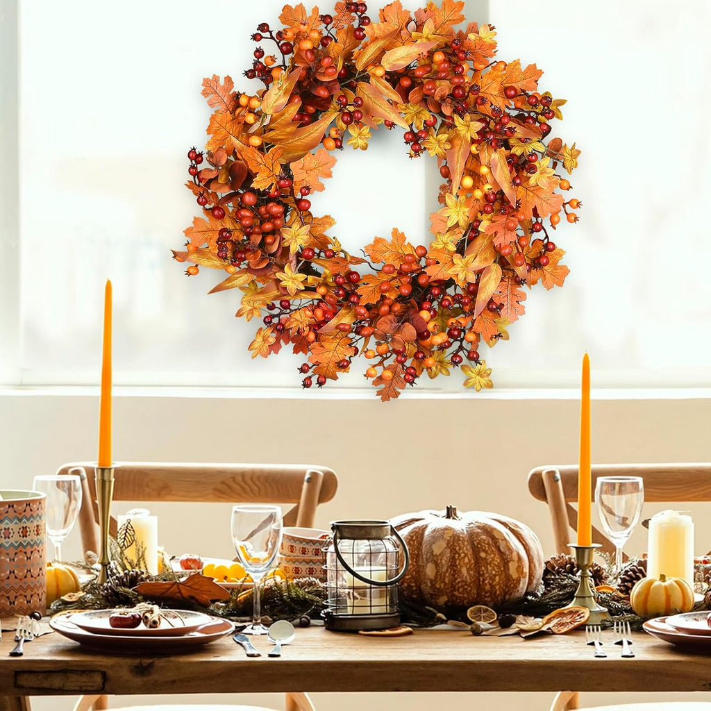 fall wreaths for front door 24 inch autumn, side view