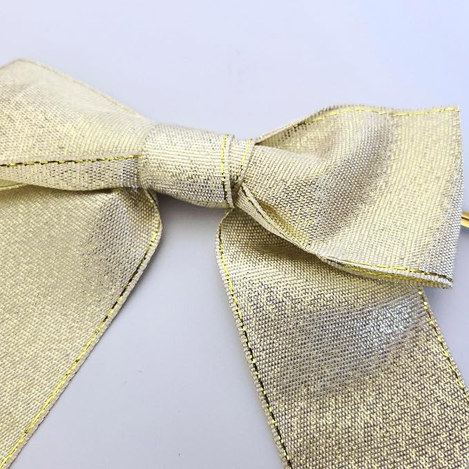 36pcs 4-1/2" Metallic Gold Glitter Ribbon Bows with Twist Ties for Gift Wrapping Packing Christmas Big Bows for Holiday Decoration (Gold)