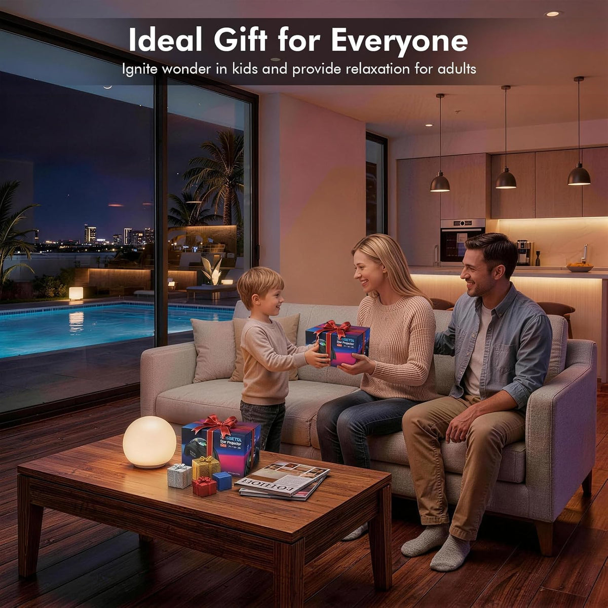 Rossetta Dual Lens Galaxy Star Aurora Projector Night Light for Bedroom