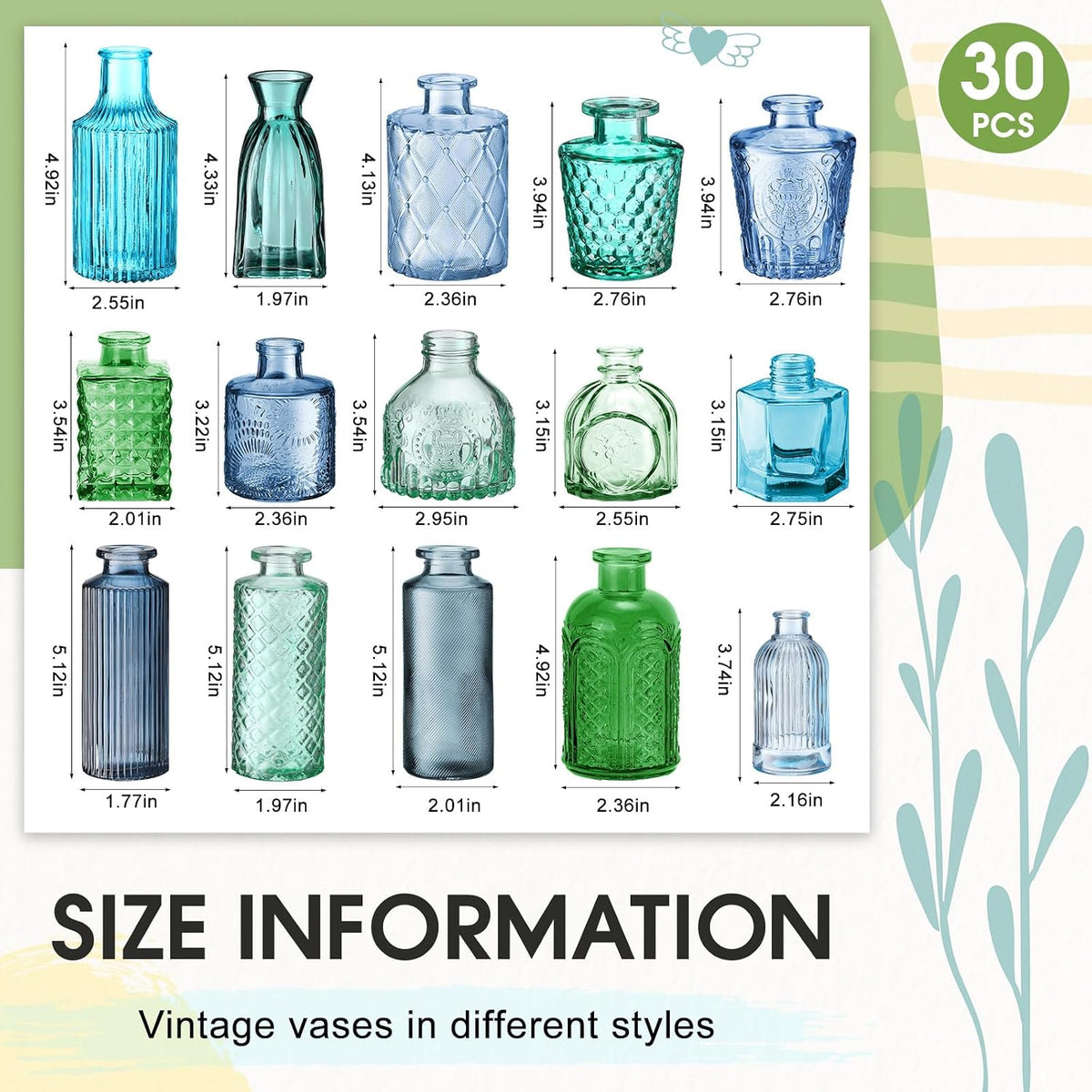 yaomiao 30 pcs glass bud vases centerpieces, blue shown in use