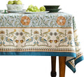 patdrea Designer French Linen Blue Tablecloth for Rectangle Table,Vintage Floral Table Cloth,Colorful Decoration Fall Cover Kitchen Dining for Thanksgiving,Tea Party,Christmas,63"x110"-Wensel
