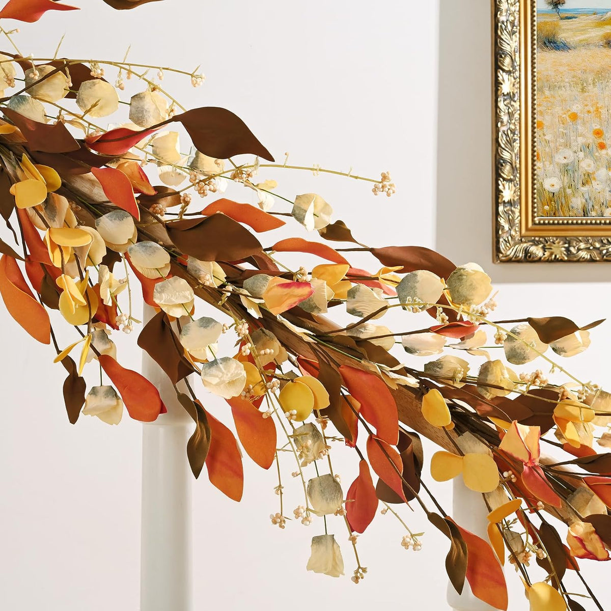 waipfaru fall decor, 6ft fall garland with lights, package contents