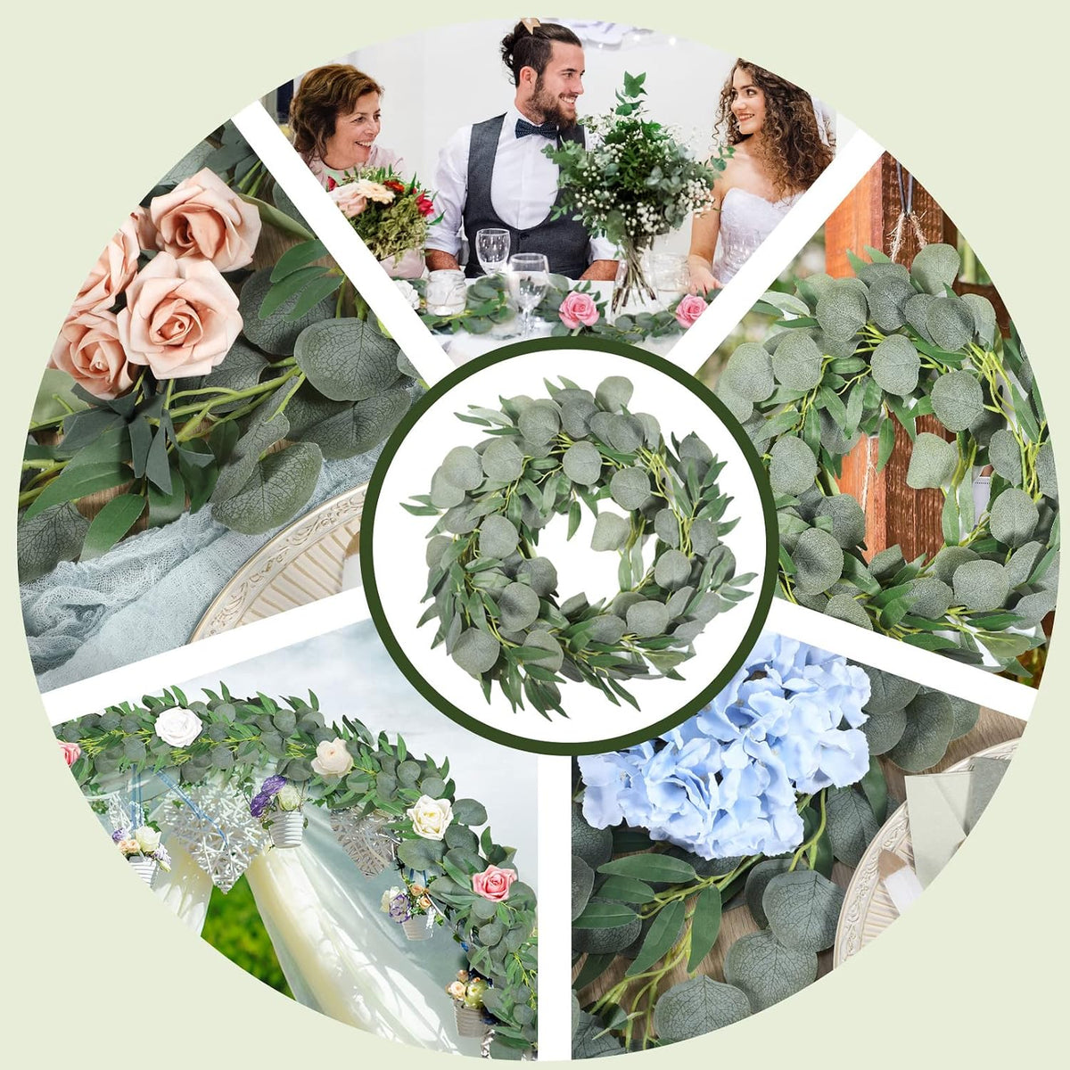 artificial eucalyptus garland with willow leaves 6.4 ft, package contents