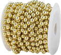 8mm Crafts Faux Pearl Beads Garland Pearl Bead Roll Strand of Pearls to Decorate Floral Centerpieces Wedding Party Favor Christmas Tree(33 Feet Gold)