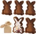 5 Pcs Easter Wooden Dough Bowl for Candle Making, 7.4" x 5.5" Rabbit Shaped Dough Bowls for Decor Rustic Paulownia Wood Dough Bowl Candle With Cards & Ropes for DIY Home Farmhouse Decor