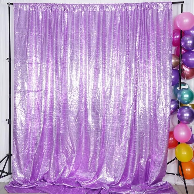 Poise3EHome 6Ft x 8Ft Lavender Sequin Backdrop, Glitter Thick Satin Sequin Background Drapes, Sparkly Opaque Photography Curtain Backdrop for Wedding Party Holiday Festival Decor