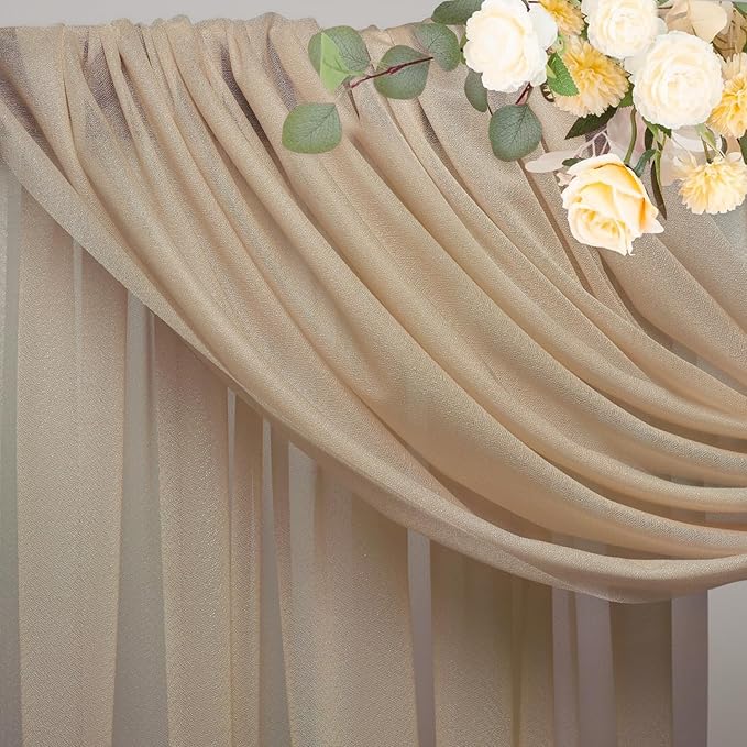 Wokceer Wedding Arch Draping Fabric Nude 28.7" x 20FT Sheer Drapes Backdrop for Ceremony, Birthday Party, Bridal Shower Decoration