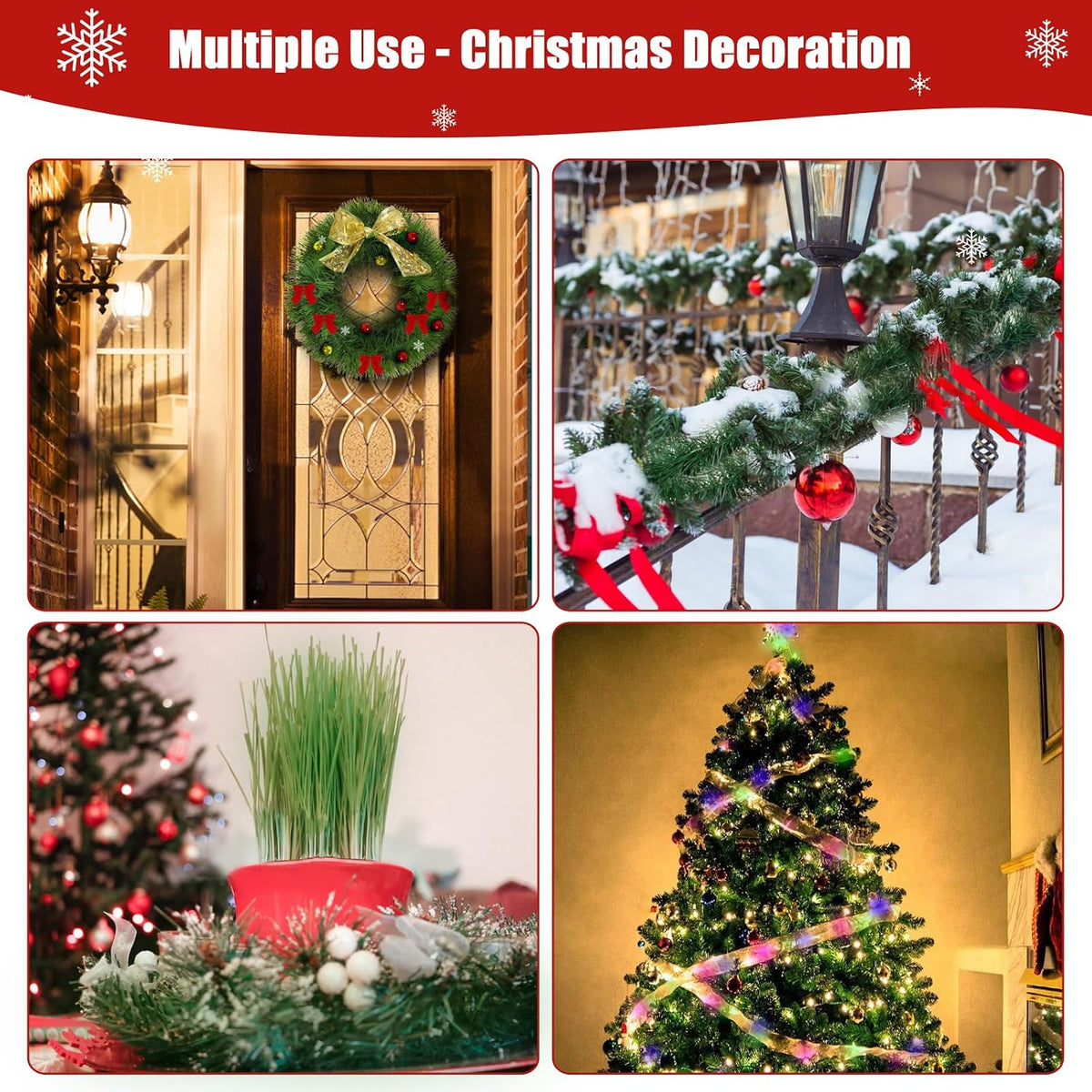 gardennow 3 pack 150ft christmas garland for holiday on a desk or shelf