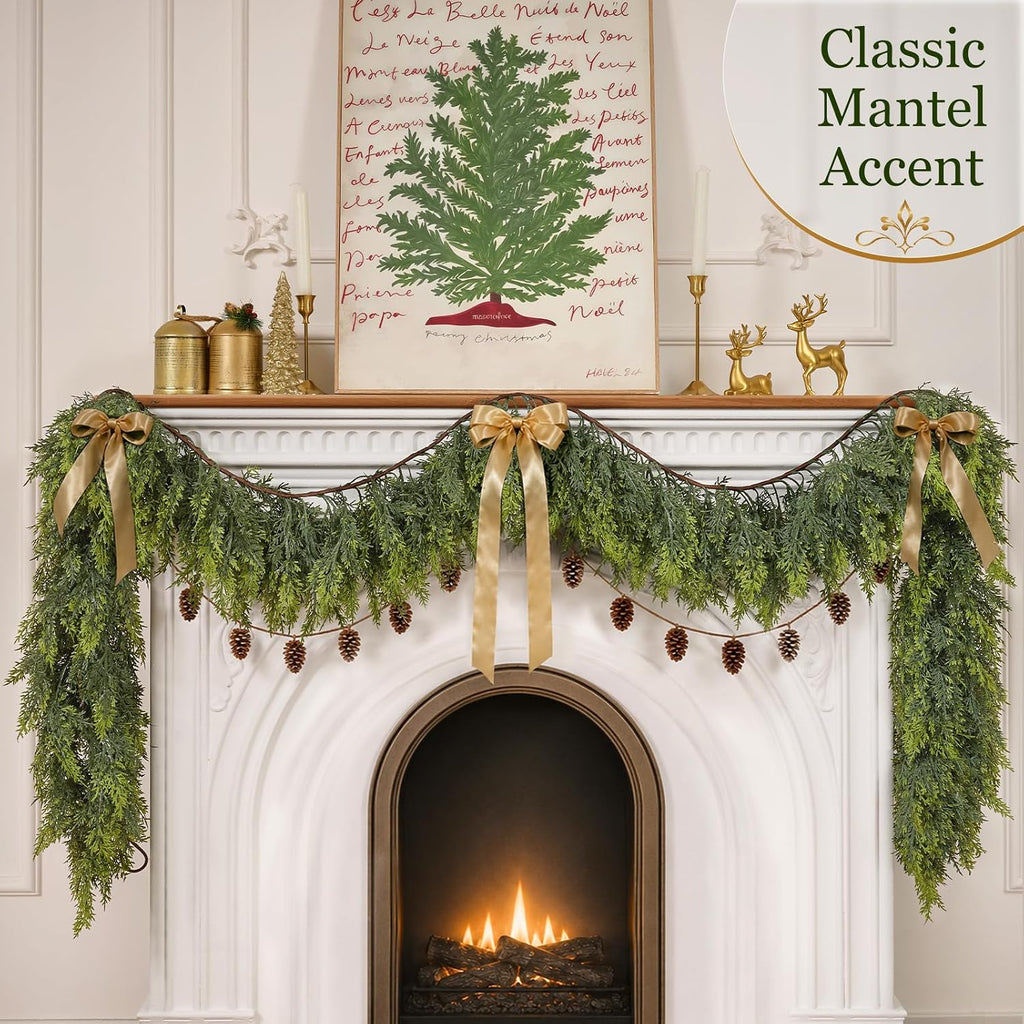 9ft christmas artificial cedar garland for mante, package contents