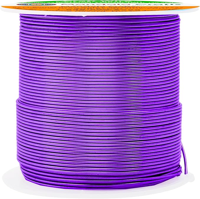 Mandala Crafts 22 Gauge Anodized Aluminum Craft Wire for Jewelry Making - 100 FT Colored Flexible Purple Wire - Bendable for Bonsai Armature Crafting Sculpting