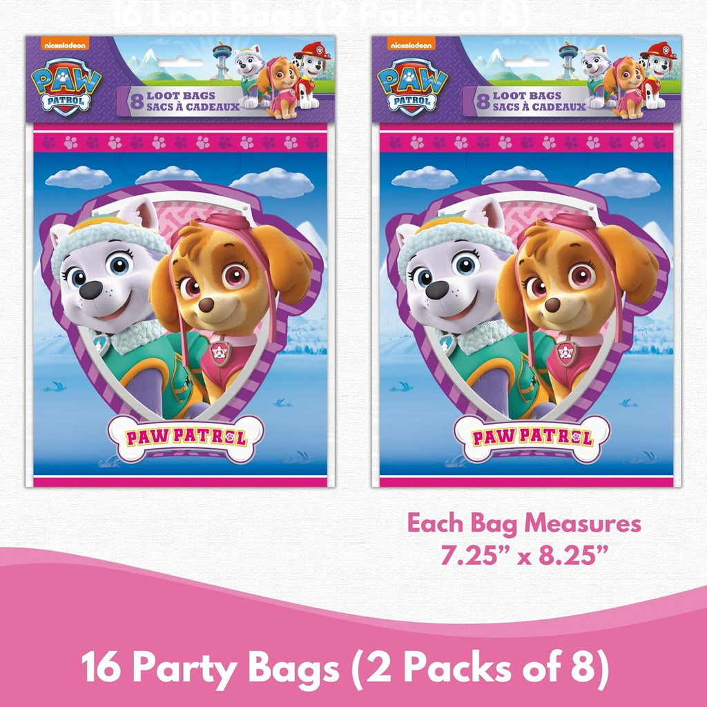 Unique Skye Paw Patrol Party Favors for 16 - Skye Paw Patrol Birthday Decorations - Bundle with Goodie Bags, Blowouts, Tattoos, Stickers, Checklist - Pink Party Favors