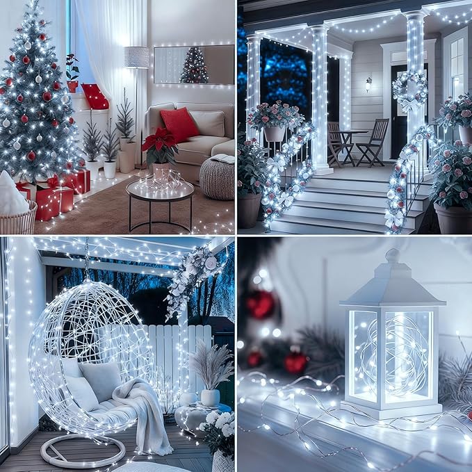 btfarm Fairy Lights Plug in with Remote, 33FT 100 LED Outdoor Twinkle Lights Waterproof with Timer, 8 Modes Indoor String Lights for Bedroom Patio Garden Wedding Christmas Decoration, Cool White