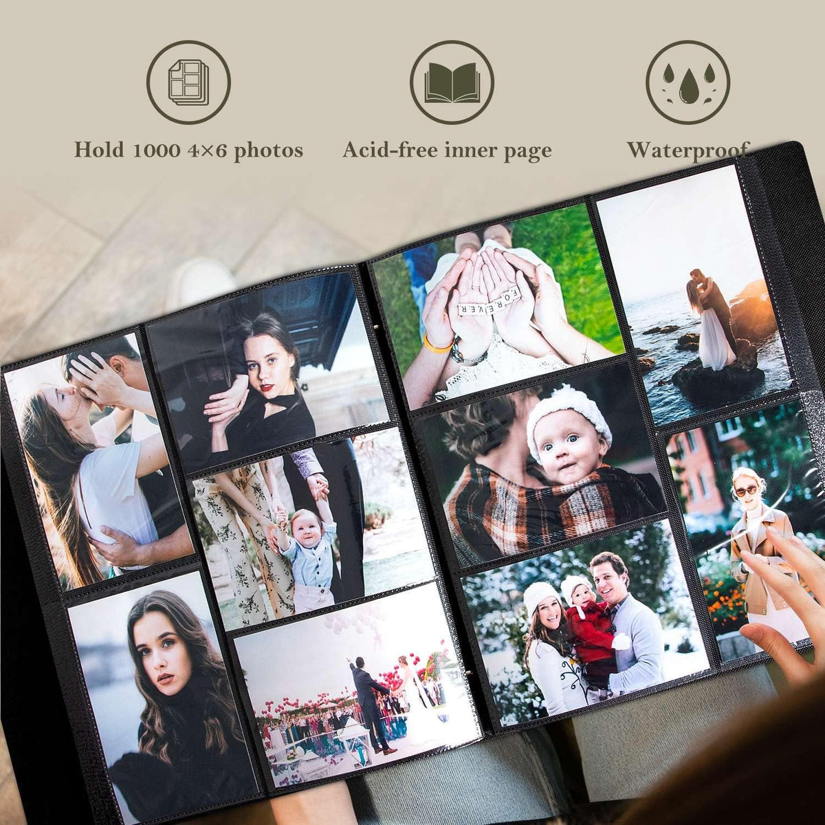 Lanpn Photo Album 4x6 1000 Pockets, Extra Large Capacity Linen Cover Picture ...