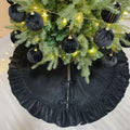 Velvet Christmas Tree Skirt Black 60 inch Ruffled Holiday Tree Skirt for Rustic Xmas Tree Decoration