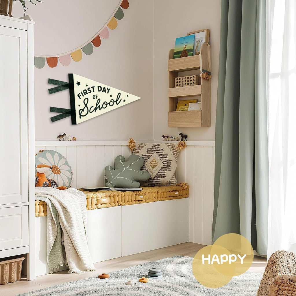 Baby Boy Nursery Decor, First Day of School Banner Sign for Kids Boys Room Decor Flags, Wall Penants Preppy Navy Blue Wall Hanging Decor for Kids Toddler Boys Nursery Bedroom Room Playroom