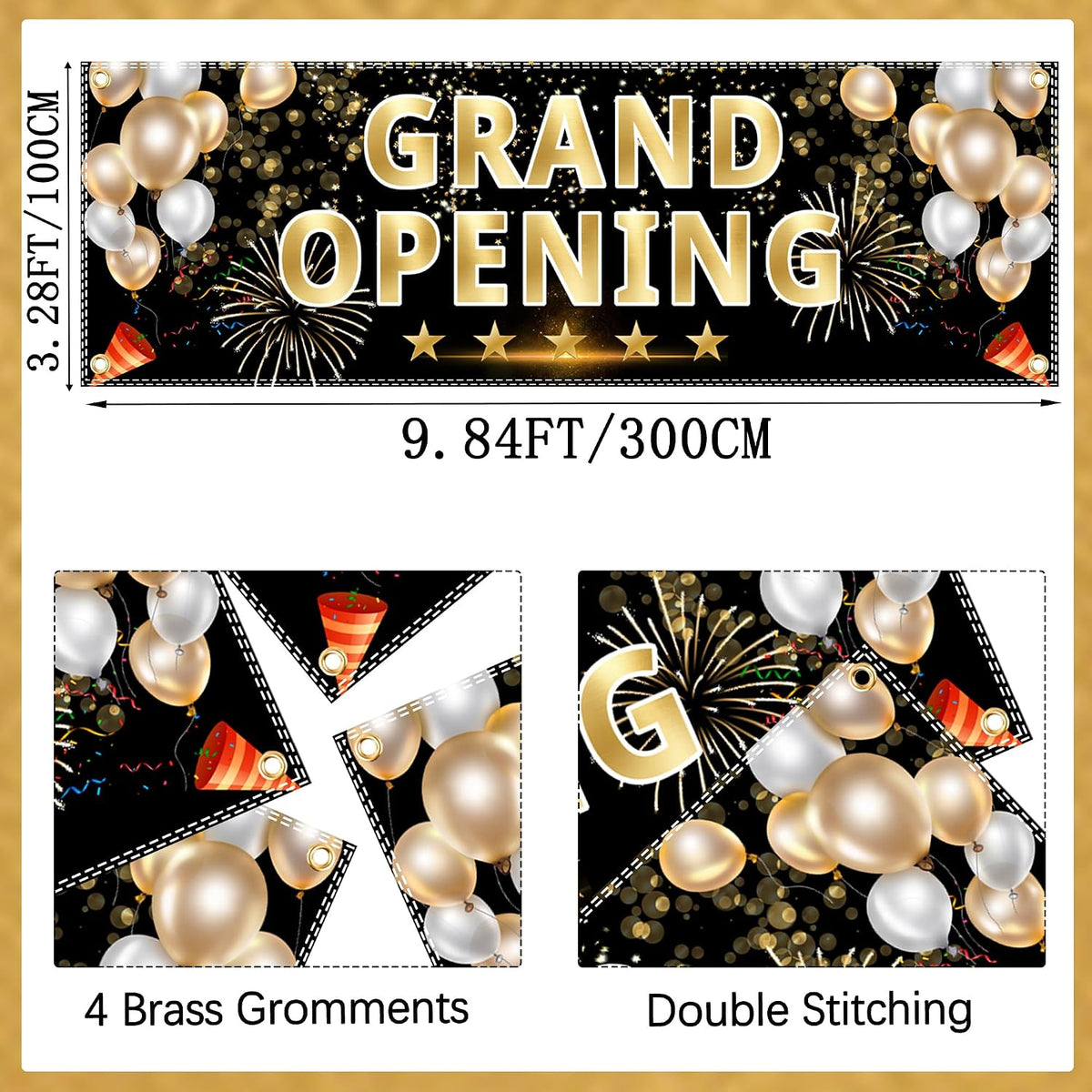 grand opening party kit 71pcs with 3x10ft banner, side view