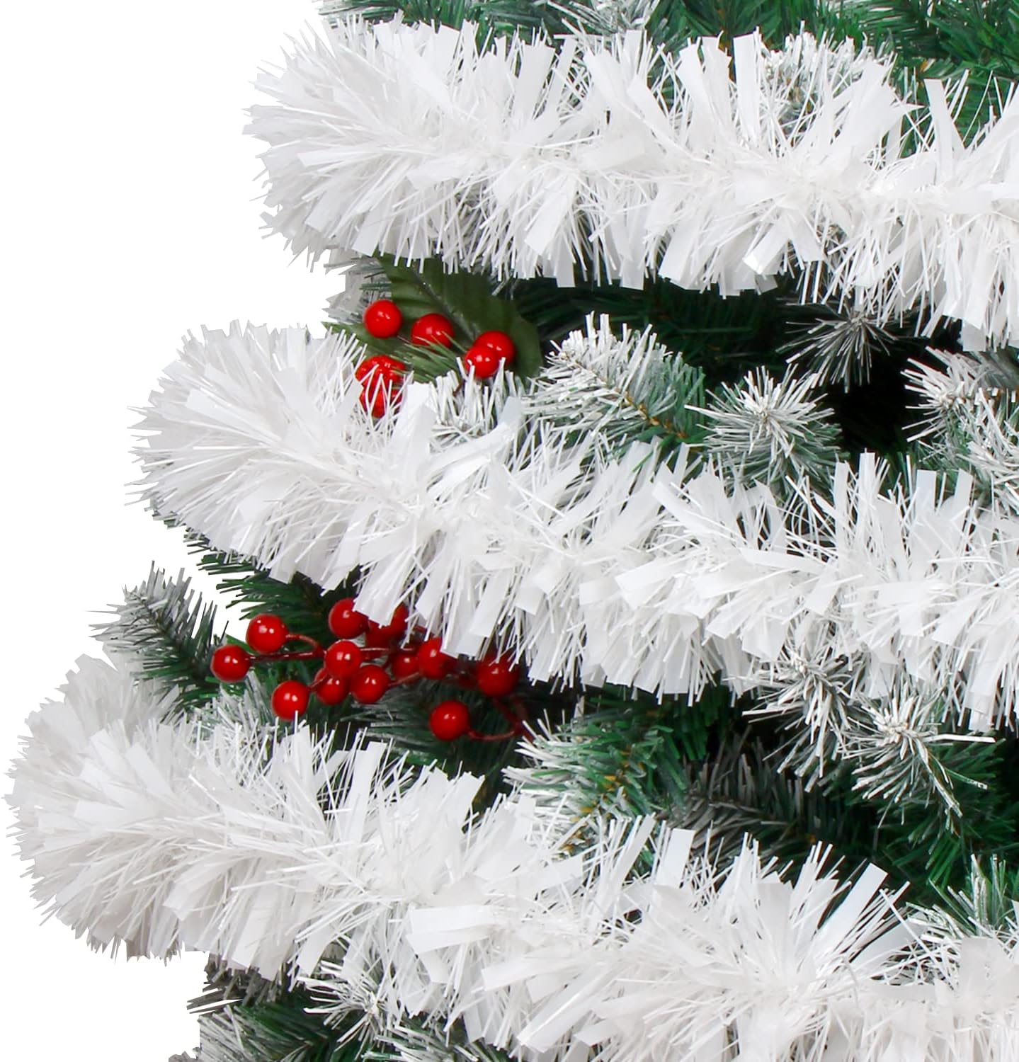 FOIMAS 33FT Christmas Tinsel Garland,White Twisted Metallic Hanging Garland for Christmas Tree Fireplace Home Decoration