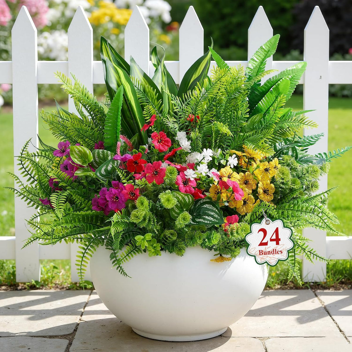 alupssuc 24 pcs artificial plants flowers for outdoors, side view