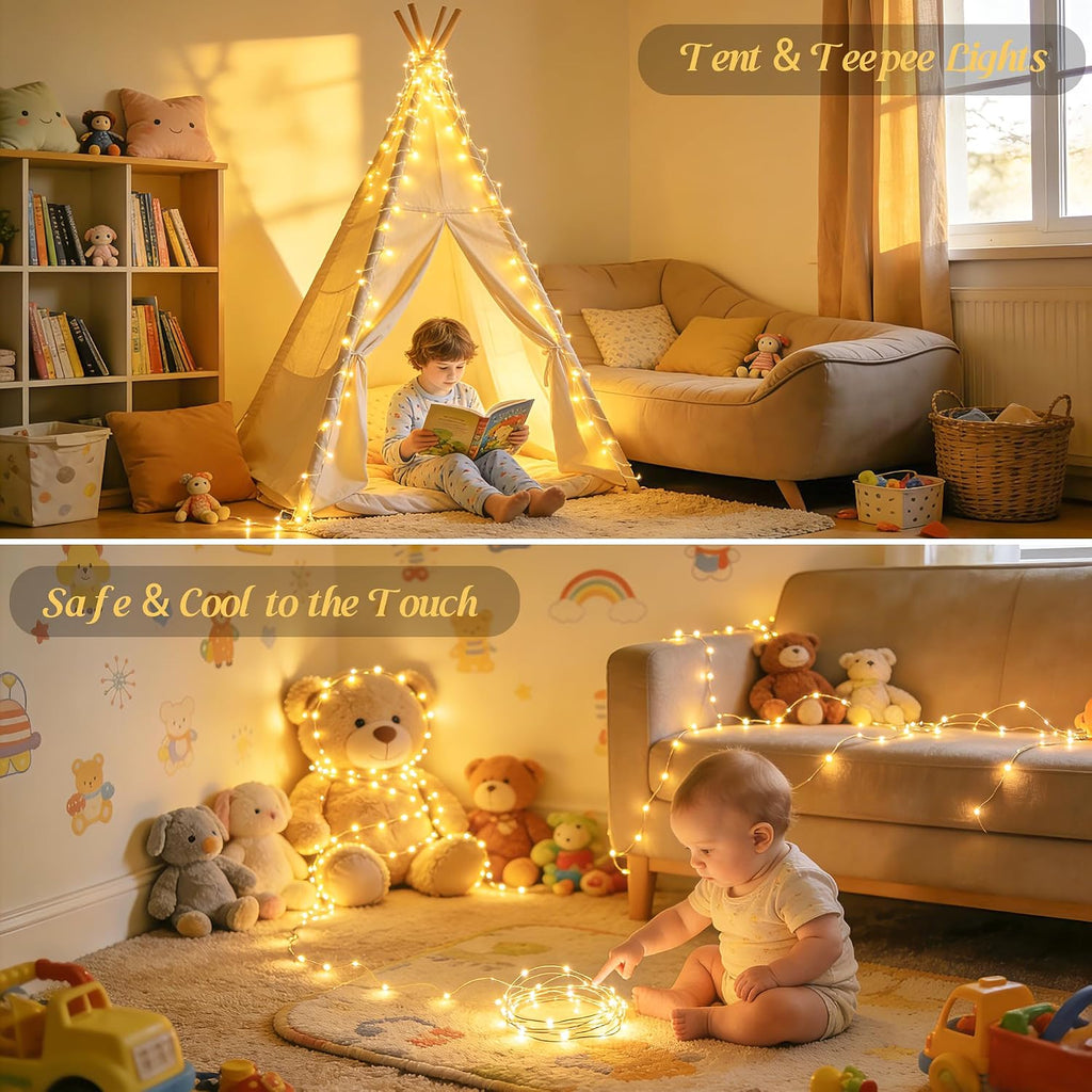 JMEXSUSS USB Fairy Lights for Bedroom,33ft 100 LED Classroom Lights Plug in | Mini Twinkle Lights with Remote,Indoor String Lights for Dorm Girl's Room Birthday Party Decor, Silver Wire, Warm White,Timer