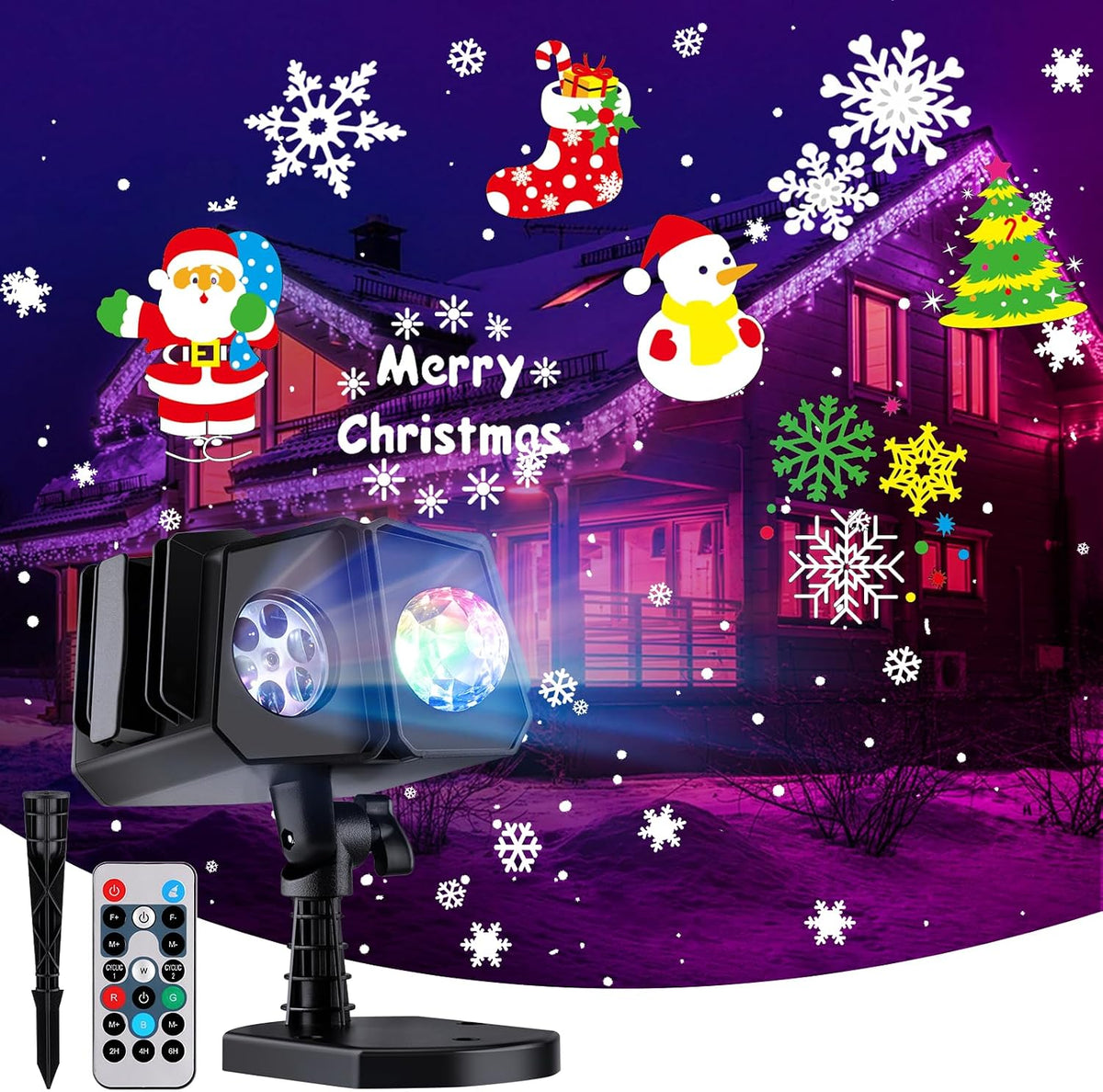 Christmas Projector Lights Outdoor 26 HD Effects (3D Ocean Wave + Patterns) W...