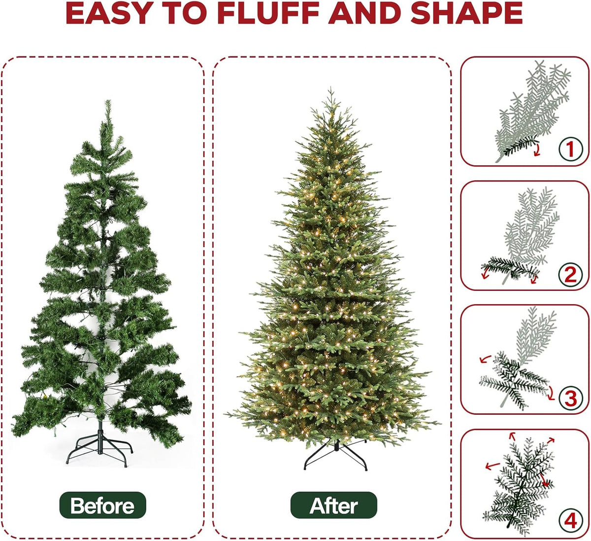 hykolity 9 ft prelit artificial christmas tree with, front angle view