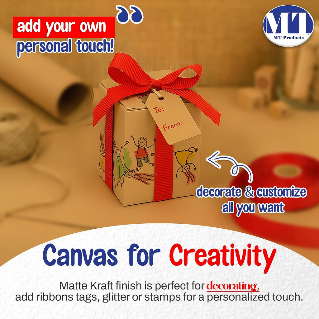 MT Products Tuck Top Kraft Paperboard Gift box 3" x 3" x 4" - Gift Boxes with Lids - Pack of 500