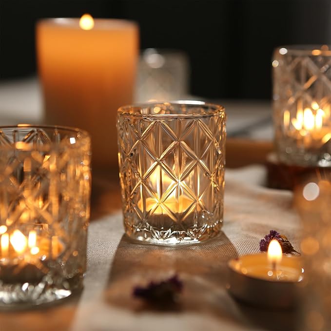 36 Pack Votive Candle Holders for Table Centerpieces, Clear Glass DIY Wax Filling Romance Tealight Candle Holders for Wedding Decor, Gift, Home Decoration（Clear,36）