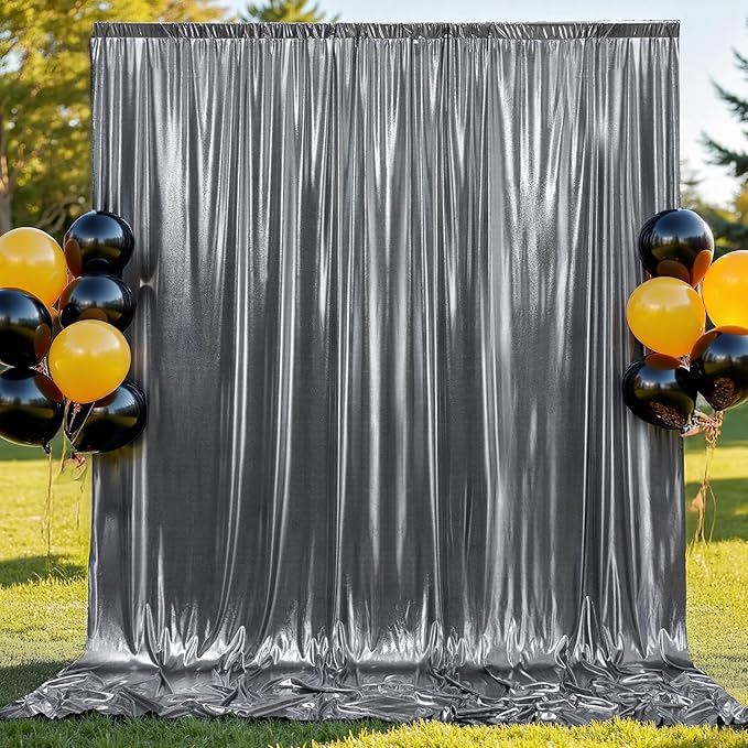 30x10 ft Wrinkle Free Black Silver Sequin Backdrop Curtain for Parties,Thick Not Fall Glitter Wedding Backdrop Drapes,6 Panels 5x10ft Shimmer Photo Back Drop Cloth for Birthday Photography Background