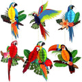 6Pieces Tropical Birds Honeycomb Parrot Paper Cutouts Decorations, Hawaiian Party Hanging Parrot Decorations for Luau Summer Rainforest Party Indoor Outdoor