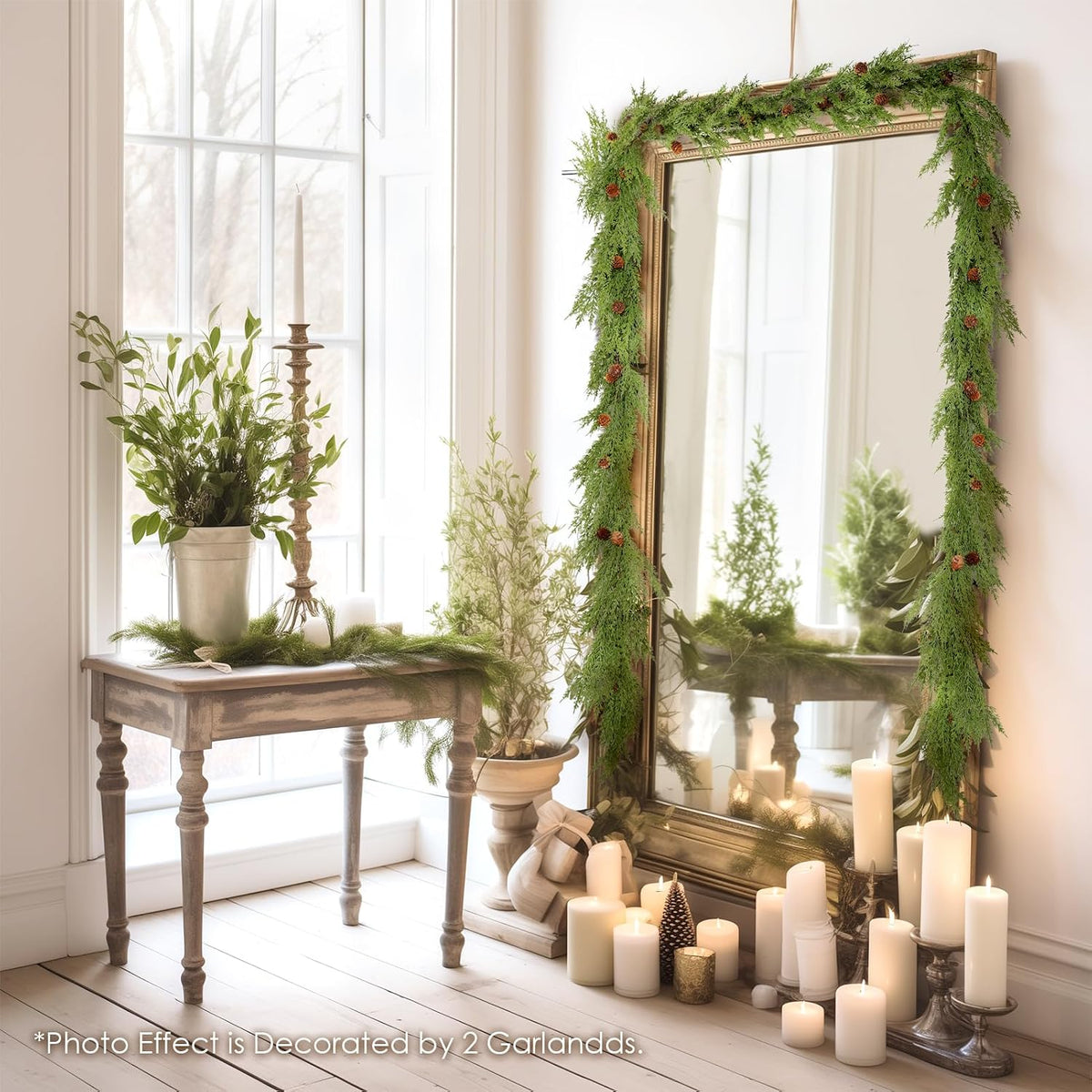 wbhome 2pcs real touch cypress cedar & pine, side view