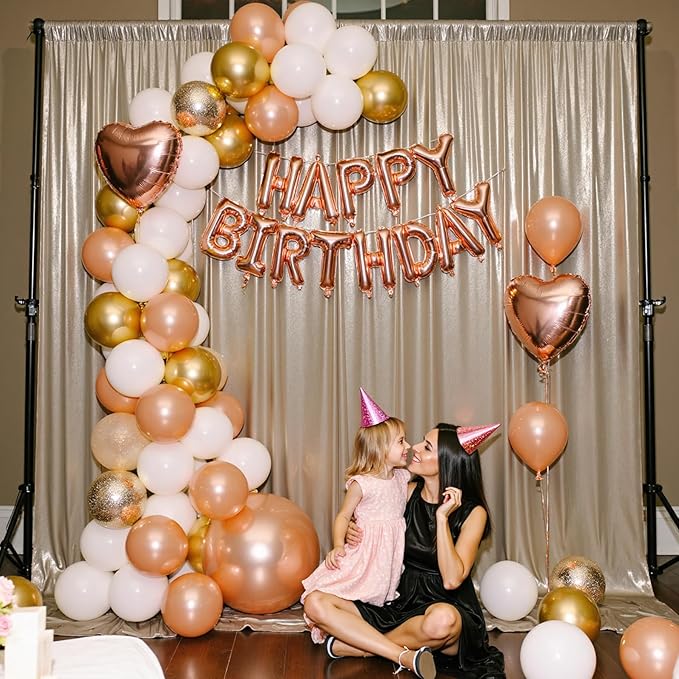 20x10 ft Gliiter Champagne Backdrop Curtain for Parties, Wrinkle Free Thick Fuchsia Sequin Backdrop, 4 Panels 5x10ft Shimmer Photo Backdrop Drapes for Wedding Birthday Photography Background