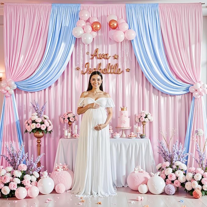 Pink Glitter Backdrop Curtain for Parties Wedding,10Ft x 10Ft Satin Shimmer Photo Backdrop,Non-Wrinkle Sparkle Drapes for Backdrop,Back Drop for Photography, Birthdays,Weddings,Prom
