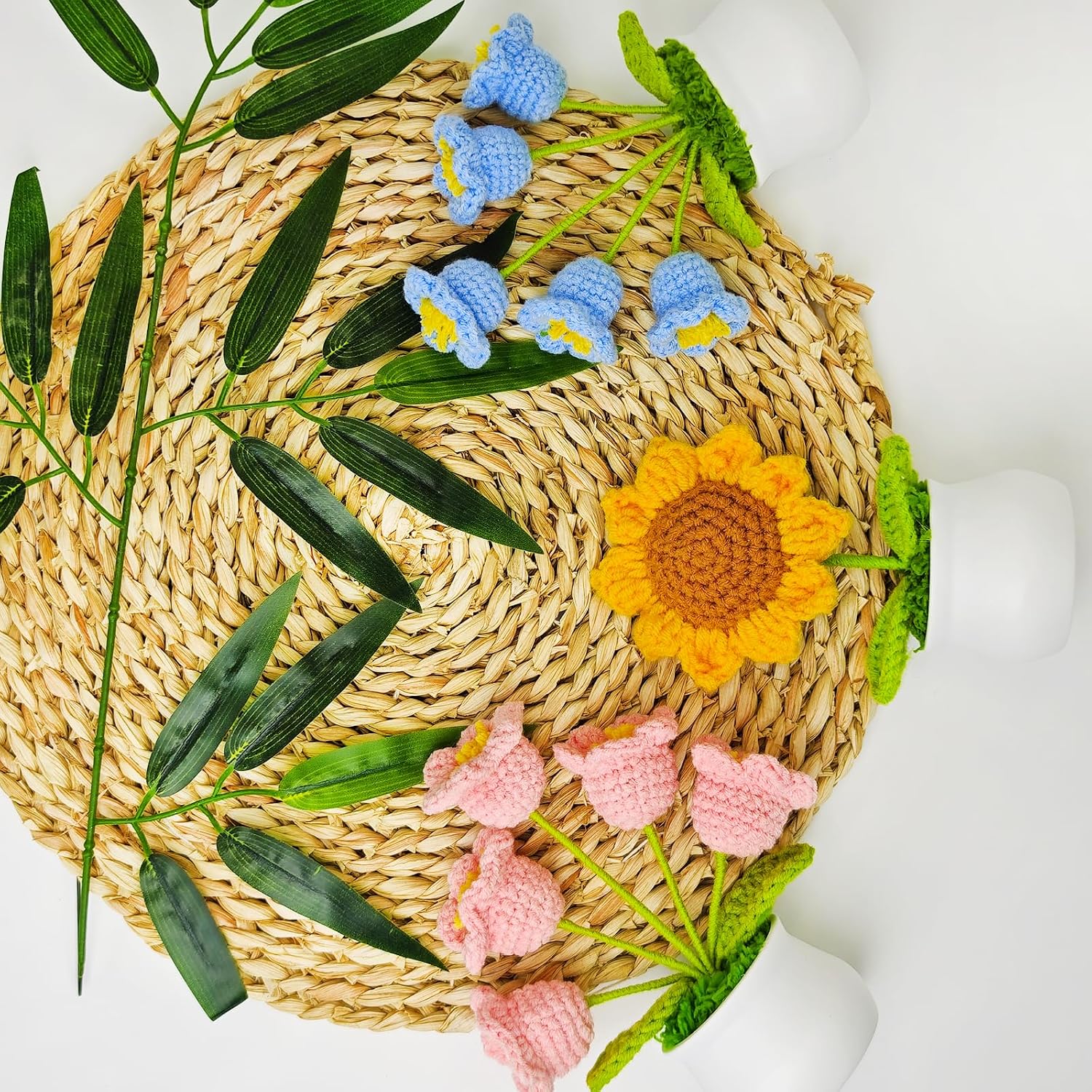 Crochet Flowers Gift Crochet Sunflower Emotional Support Plush Plant Cute Desk Decor Car Dashboard Home Office Decor Mothers Day Valentines Day Birthday Gifts (Orange)