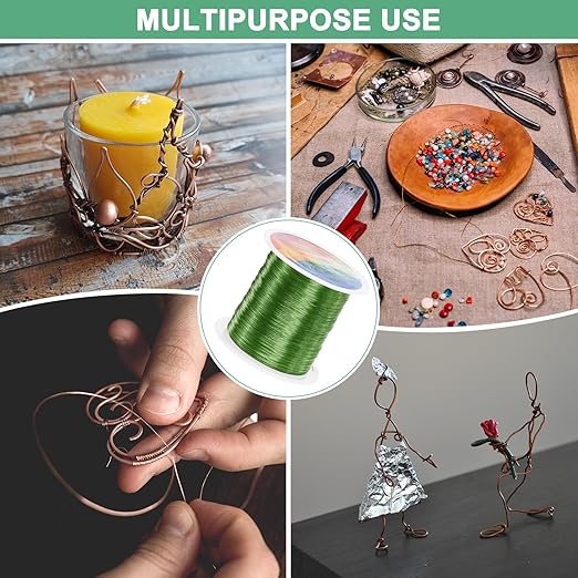 0.3mm Jewelry Wire, 28 Gauge 328FT Craft Wire Copper Beading Wire for Jewelry Making/Planting/Weaving/DIY Crafting, Soft Metal Wires [100M, Green]