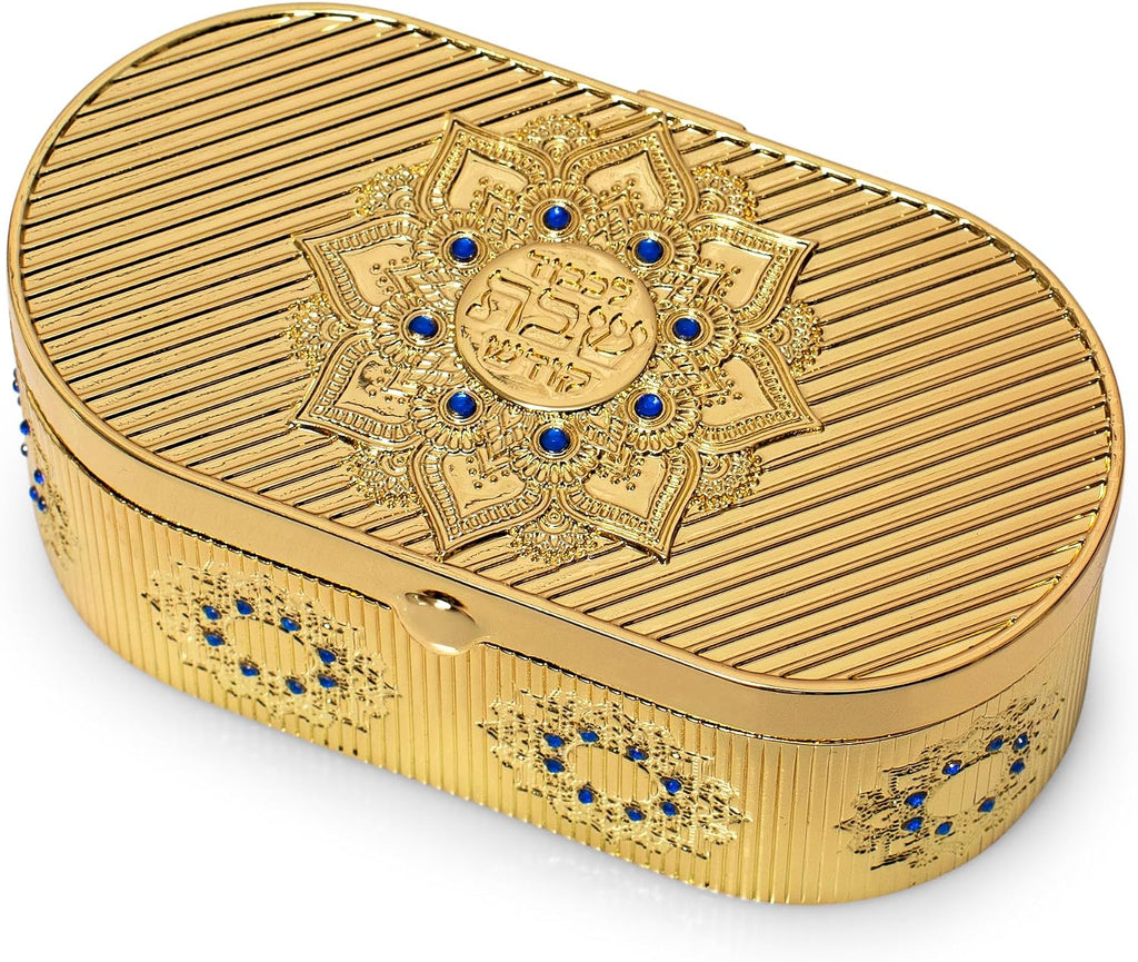 Beautiful Candle Holders that Will Enhance Your Home Décor for Jewish Shabbat or Holidays,A Wonderful Gift for Mother's Day -with Deluxe Engraved Design. (Gold Hoshen Stones)