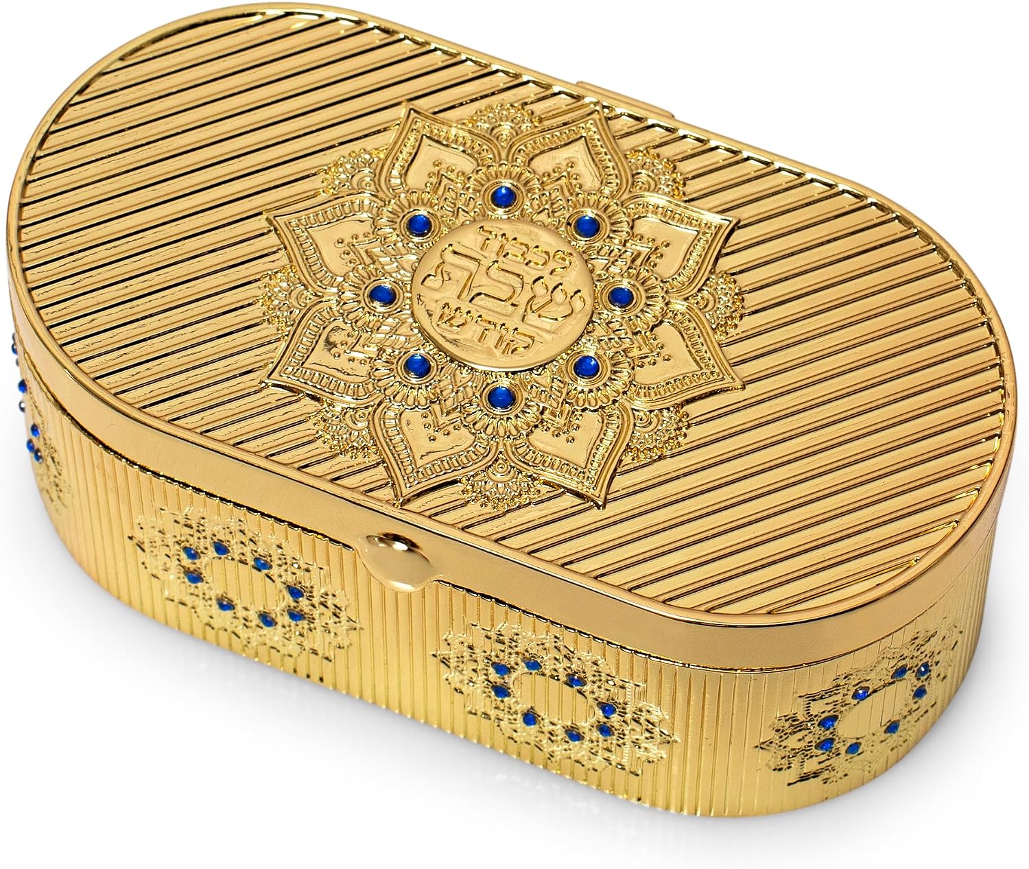 Beautiful Candle Holders that Will Enhance Your Home Décor for Jewish Shabbat or Holidays,A Wonderful Gift for Mother's Day -with Deluxe Engraved Design. (Gold Hoshen Stones)