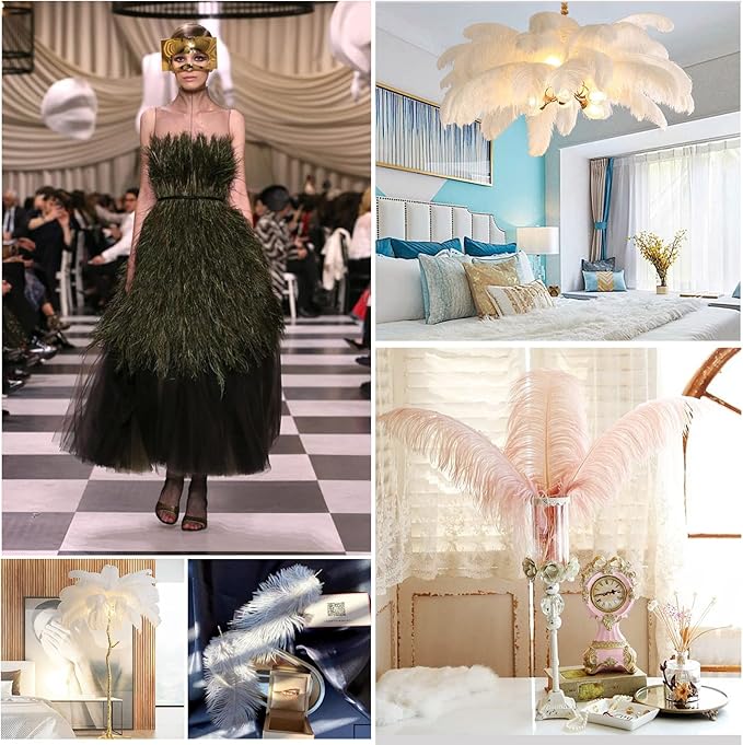 THARAHT Blue Ostrich Feathers 24pcs Natural Bulk 8-10Inch 20cm-25cm for Crafts Wedding Party Centerpieces Easter Gatsbi and Home Decoration Feathers