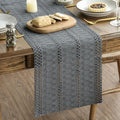 Artoid Mode Dark Grey Farmhouse Woven Rustic Hollow Table Runner, Seasonal Holiday Hollow Kitchen Dining Table Decoration for Home Party Decor 12x90 Inch