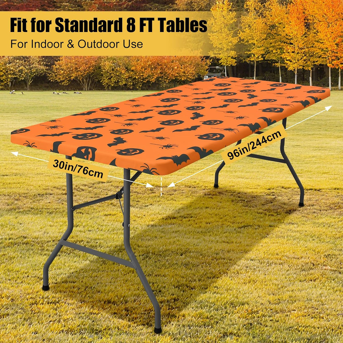 Smiry 2 Pack Rectangle Halloween Table Cloth, Waterproof Elastic Fitted Table...