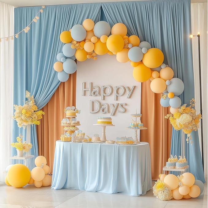 Metal Arch Backdrop Stand and Cover Set, 8FT, 6.6FT Party Backdrop, Easy to Assemble, Backdrop Stand for Parties, Birthday, Baby Shower
