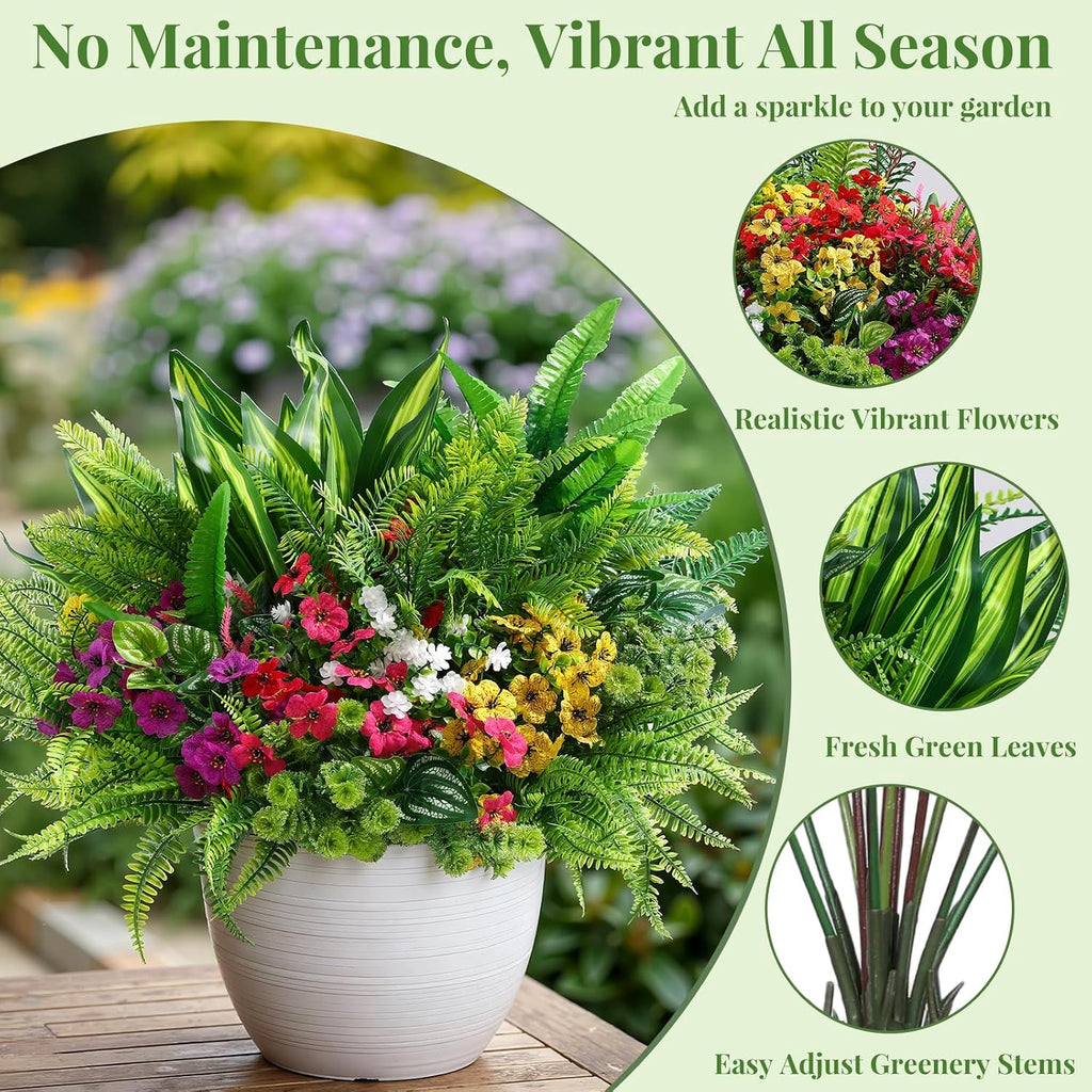 alupssuc 24 pcs artificial plants flowers for outdoors, view 9
