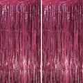 2 Pack Burgundy Foil Fringe Backdrop Curtains, Tinsel Streamers Party Decorations, Fringe Backdrop, Door Shimmer for Retro Theme Party