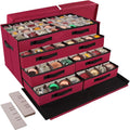 BlessedSeason Christmas Ornament Storage Box，Stackable 6 Drawer Organizers，Max 112 3" Christmas Dauble, Adjustable Christmas Ball Storage Container Bins, Red