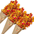 PATIKIL Dried Flower Confetti Cones, 30Pcs Paper Tapers Cone Holder with Dried Rose Petals / Sticker for Wedding Party Engagement Birthday DIY Decoration, Red/Yellow