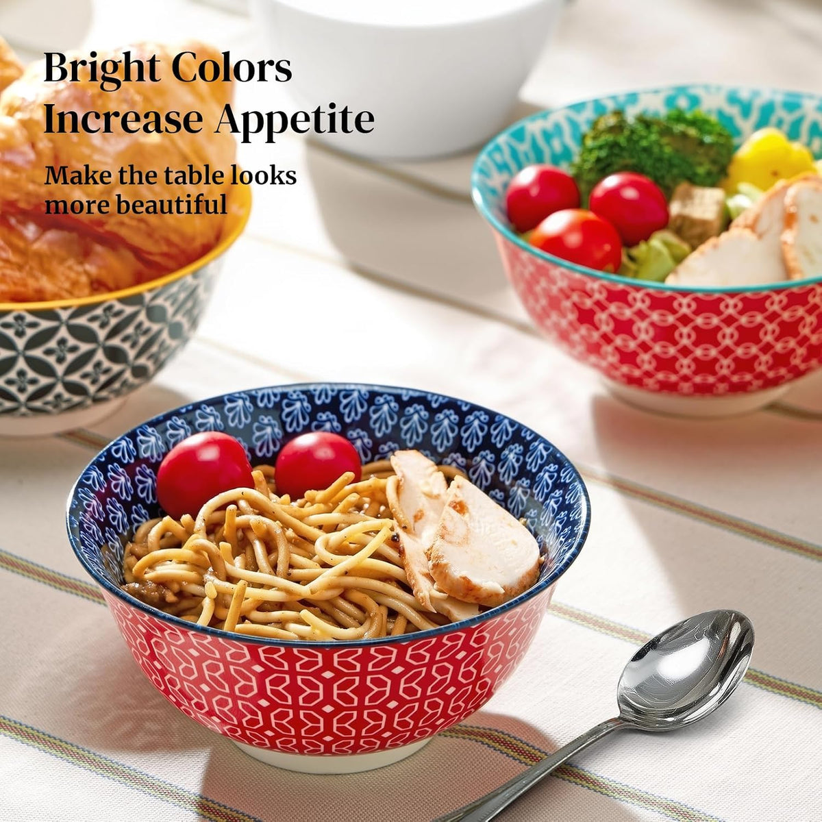 DOWAN Soup Bowls Set of 6, Cereal Bowls for Kitchen, 23 OZ Large Ceramic Bowl...
