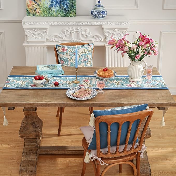 patdrea Linen Leopard Animal Table Runner Farmhouse for Home Kitchen Dining Decor Parties Family Dinners Christmas,12 x 118
